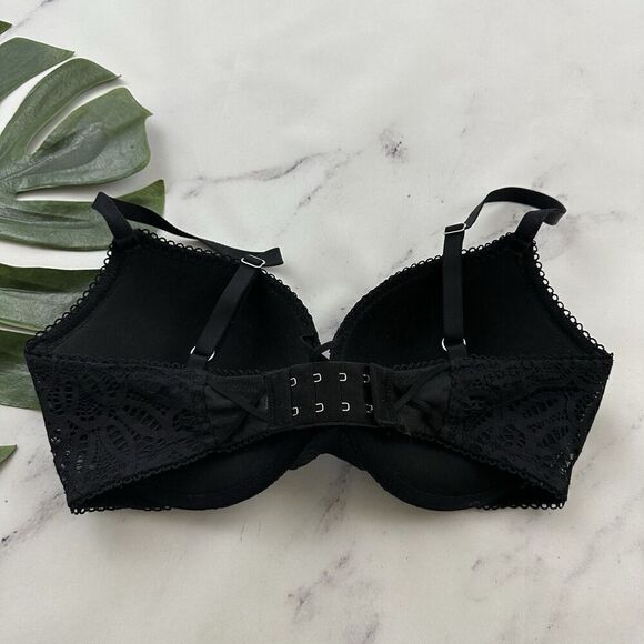Victorias Secret Dream Angels Push Up Bra Size 34 DD Black Lace Underwire - Picture 4 of 8